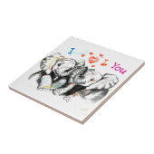 ゾウの抱擁I愛する水彩セラミックタイル タイル (側面)