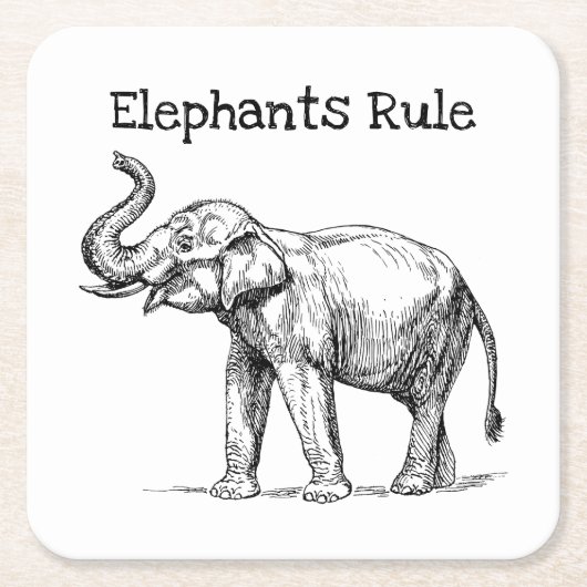 ゾウの支配 スクエアペーパーコースター (正面)