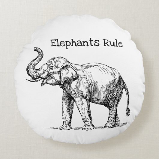 ゾウの支配 ラウンドクッション (正面)