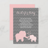 ゾウの本をベビー入れピンクグレー エンクロージャーカード (正面/裏面)