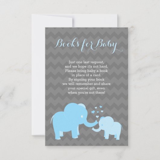 ゾウの本ベビー入れブルーグレー 招待状 (正面)