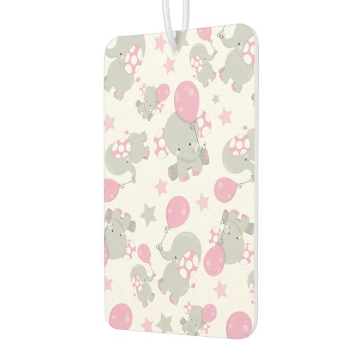 ゾウの模様、かわいいゾウ – ピンク灰色 カーエアーフレッシュナー (左)