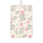 ゾウの模様、かわいいゾウ – ピンク灰色 カーエアーフレッシュナー (裏面)