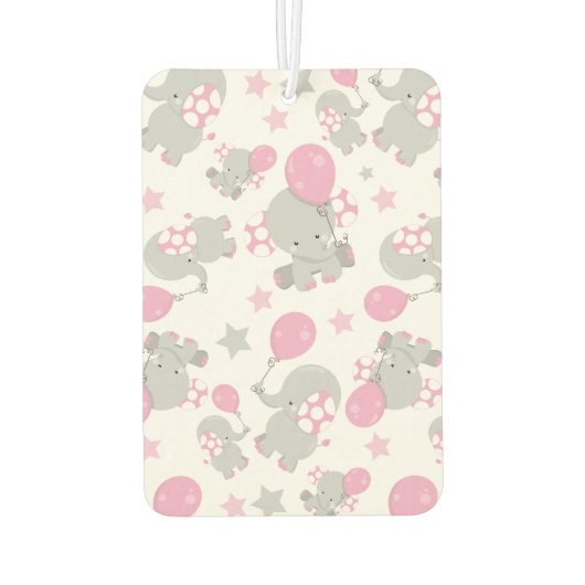 ゾウの模様、かわいいゾウ – ピンク灰色 カーエアーフレッシュナー (裏面)