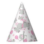 ゾウの模様、かわいいゾウ – ピンク灰色 パーティーハット (裏面)
