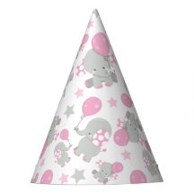 ゾウの模様、かわいいゾウ – ピンク灰色