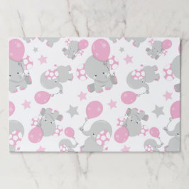 ゾウの模様、かわいいゾウ – ピンク灰色 ペーパーパッド