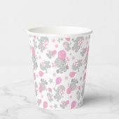 ゾウの模様、かわいいゾウ – ピンク灰色 紙コップ (右)