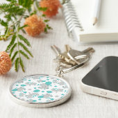 ゾウの模様、かわいいゾウ – 青い灰色 キーホルダー (側面)