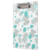 ゾウの模様、かわいいゾウ – 青い灰色 クリップボード (左)