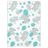 ゾウの模様、かわいいゾウ – 青い灰色 クリップボード (裏面)