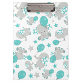 ゾウの模様、かわいいゾウ – 青い灰色 クリップボード (正面)