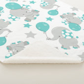 ゾウの模様、かわいいゾウ – 青い灰色 シェルパブランケット (3/4)