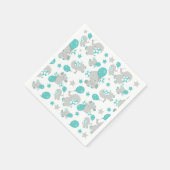 ゾウの模様、かわいいゾウ – 青い灰色 スタンダードカクテルナプキン (角)