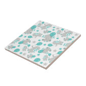 ゾウの模様、かわいいゾウ – 青い灰色 タイル (側面)