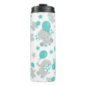 ゾウの模様、かわいいゾウ – 青い灰色 タンブラー (正面)