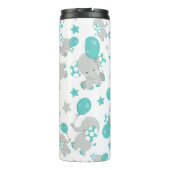 ゾウの模様、かわいいゾウ – 青い灰色 タンブラー (裏面)