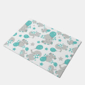 ゾウの模様、かわいいゾウ – 青い灰色 ドアマット (アングル)