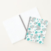 ゾウの模様、かわいいゾウ – 青い灰色 ノートブック (内部)