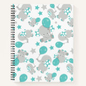 ゾウの模様、かわいいゾウ – 青い灰色 ノートブック (正面)