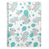 ゾウの模様、かわいいゾウ – 青い灰色 ノートブック (正面)