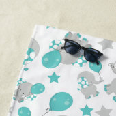 ゾウの模様、かわいいゾウ – 青い灰色 ビーチタオル (インサイチュ)