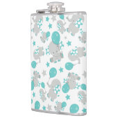 ゾウの模様、かわいいゾウ – 青い灰色 フラスク (左)