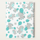 ゾウの模様、かわいいゾウ – 青い灰色 プランナー手帳 (裏面)