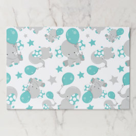 ゾウの模様、かわいいゾウ – 青い灰色 ペーパーパッド