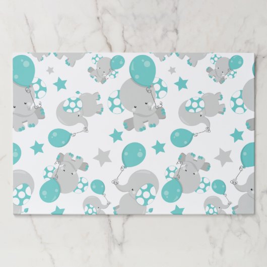 ゾウの模様、かわいいゾウ – 青い灰色 ペーパーパッド (正面)