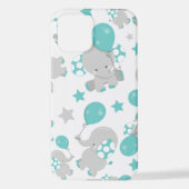 ゾウの模様、かわいいゾウ – 青い灰色 iPhoneケース (裏面)