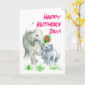 ゾウの母の日札 カード (黄色い花)
