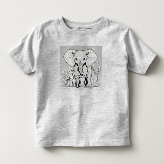 ゾウの母親とベビーデザインT-Shir トドラーTシャツ