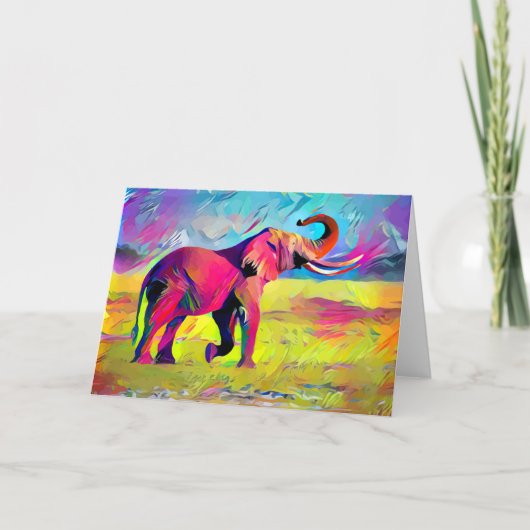 ゾウの母 水彩画 カード (正面)