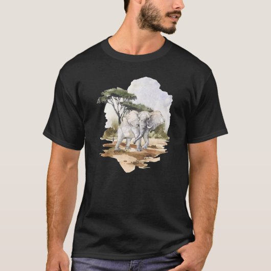 ゾウの毛が厚いアフリカゾウ Tシャツ (正面)