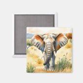 ゾウの水彩イラストレーション マグネット (正面/裏面)