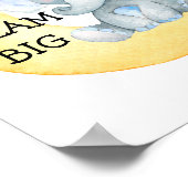 ゾウの水彩 夢大きく 赤ちゃん男の子の寝室 ポスター (角)