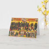 ゾウの演奏サーカスのポスター カード (黄色い花)