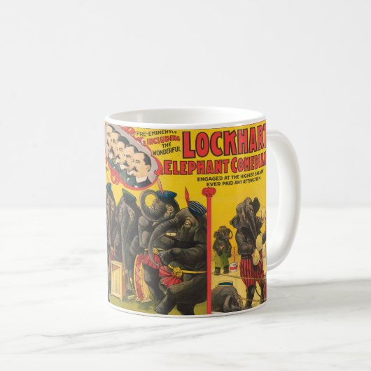 ゾウの演奏サーカスのポスター コーヒーマグカップ (正面右)