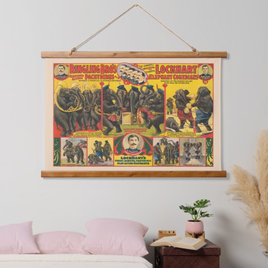 ゾウの演奏サーカスのポスター 吊り下げ型タペストリー (寝室)