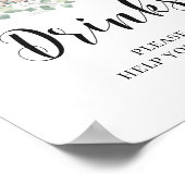 ゾウの緑のユーカリ葉スドリンク標識 ポスター (角)