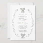 ゾウの緑の性別の表示パーティー 招待状 (正面)