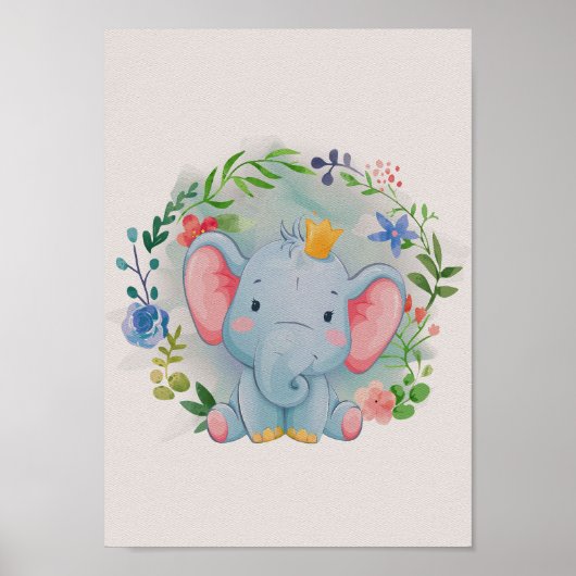 ゾウの花の保育園ポスター印刷子供部屋 ポスター (正面)