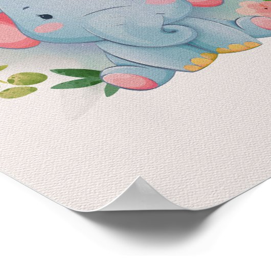 ゾウの花の保育園ポスター印刷子供部屋 ポスター (角)