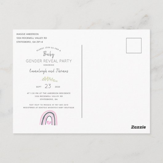 ゾウの表示モダンパーティーはがき ポストカード (裏面)