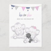 ゾウの表示モダンパーティーはがき ポストカード (正面)