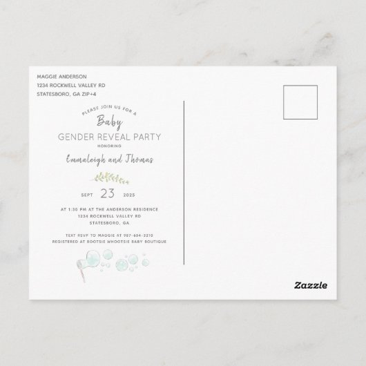 ゾウの表示モダンパーティーはがき ポストカード (裏面)