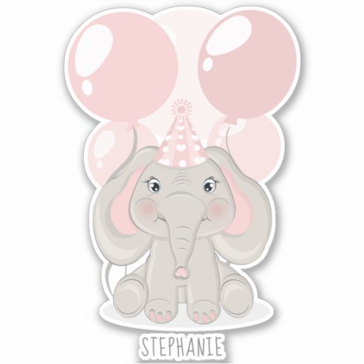 ゾウの誕生日パーティーハットシール シール (正面)