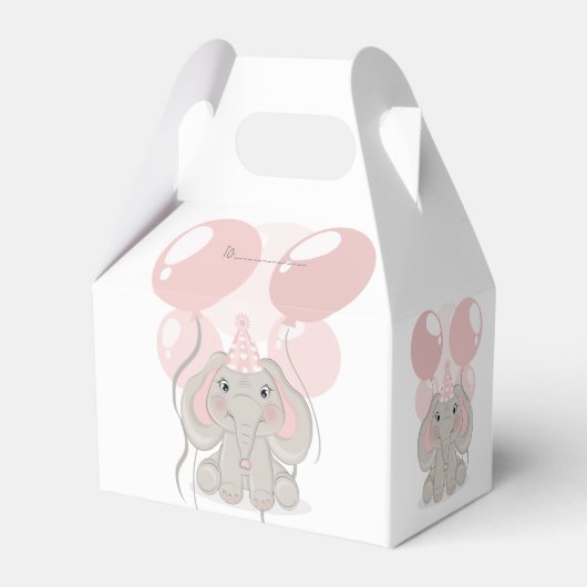 ゾウの誕生日パーティーハット フェイバーボックス (正面サイド)