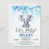 ゾウの誕生日パーティー 招待状 (正面)